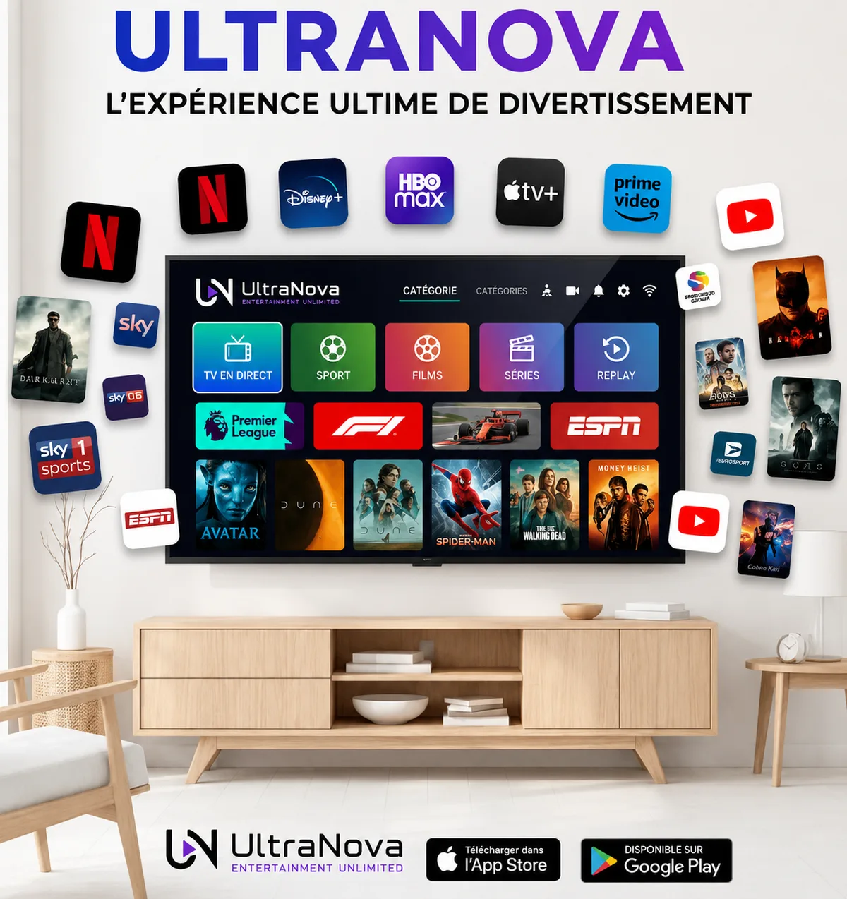 UltraNova — abonnement IPTV : chaînes, films et séries sur Smart TV